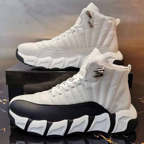 autumn and winter new men‘s shoes full leather fashion all-match korean high-top platform daddy sneakers fashion