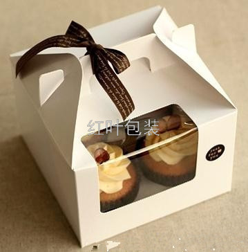 Wholesale Custom All White Brightening 4 Grid Cupcake Portable Window visual Carton Cake Box Packing Box