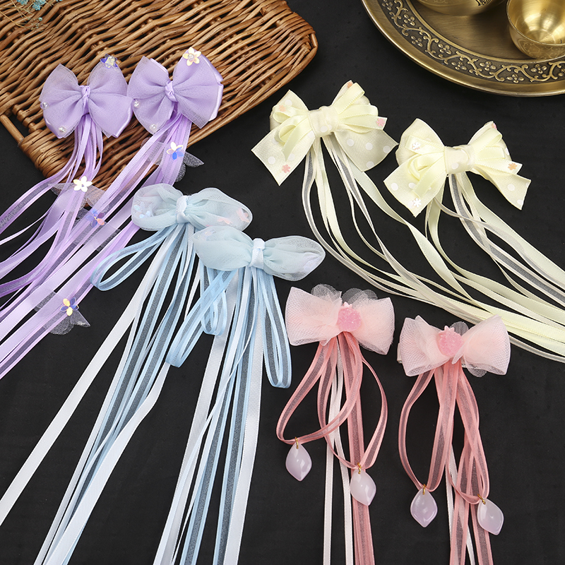 大蝴蝶结发夹后脑勺森系仙女超仙发饰边夹女古风汉服夹子韩国发卡