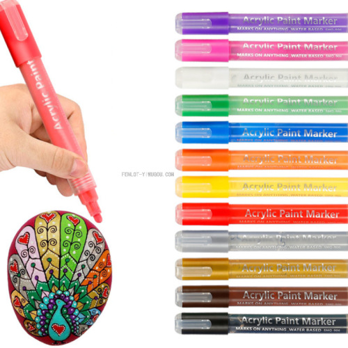 Acrylic Water-Based Marker Pen Wholesale Ceramic Metal Fabric Painting Pen 12 24 28 Color Color Marker Pen Set