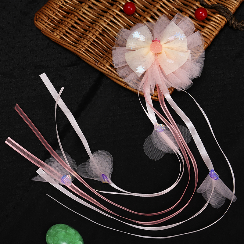 发夹女韩国ins超仙古风网纱头饰发卡后脑勺发卡儿童汉服头饰发饰