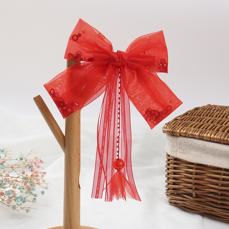 大蝴蝶结发夹韩国网红2020年新款红色汉服后脑勺夹子头饰顶夹发卡