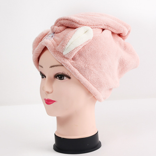 Cute Rabbit Ear Hair-Drying Cap Female Absorbent Quick-Drying Cap Hair Drying Towel Closed Toe Soft Towel Hair Washing Hat Shower Cap