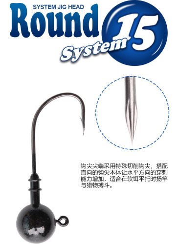 Owner Ona Spherical Lead Hook JH-15 11565 Japan Luya Bass Hook with Blood Trough Soft Worm Hook Black 