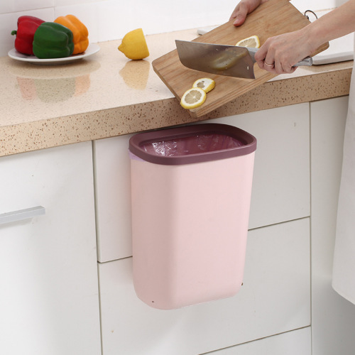 large simple kitchen wall-mounted trash can cabinet door hanging uncovered household plastic bucket bedside storage bucket