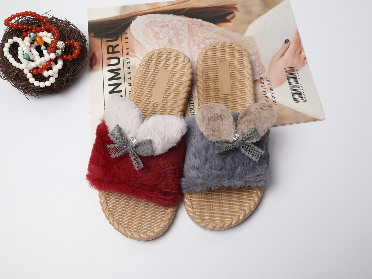 【现货】韩版毛毛绒女秋冬外穿网红轻奢毛毛拖防滑室内一字拖