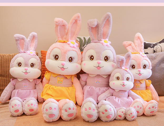 可爱小白兔子玩偶紫色毛绒玩具星睡觉抱枕公仔