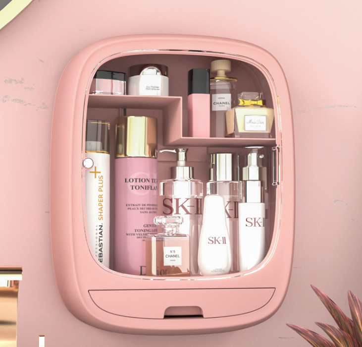 免打孔收纳盒防尘大容量化妆品收纳盒壁挂式收纳架墙上浴室卫生间