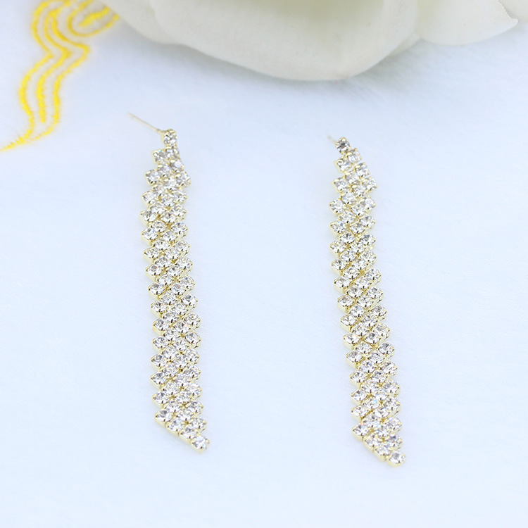 韩国s925耳环时尚潮厂家直销东大门韩国饰品镶钻流苏耳坠水钻耳环