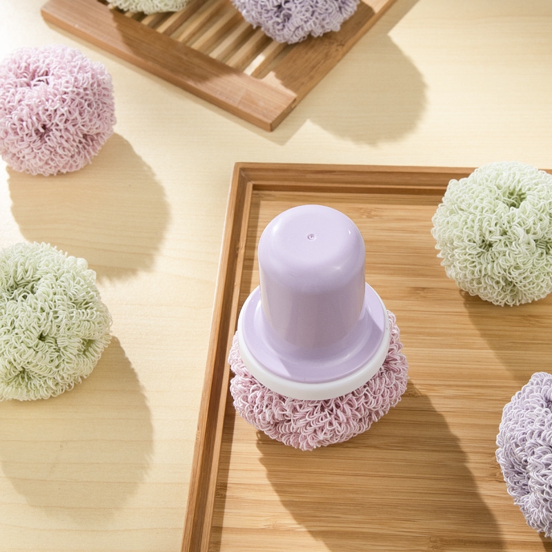 Y90-6040清洁球纳米纤维家用抗菌厨房洗碗刷带手柄锅刷不掉丝刷锅