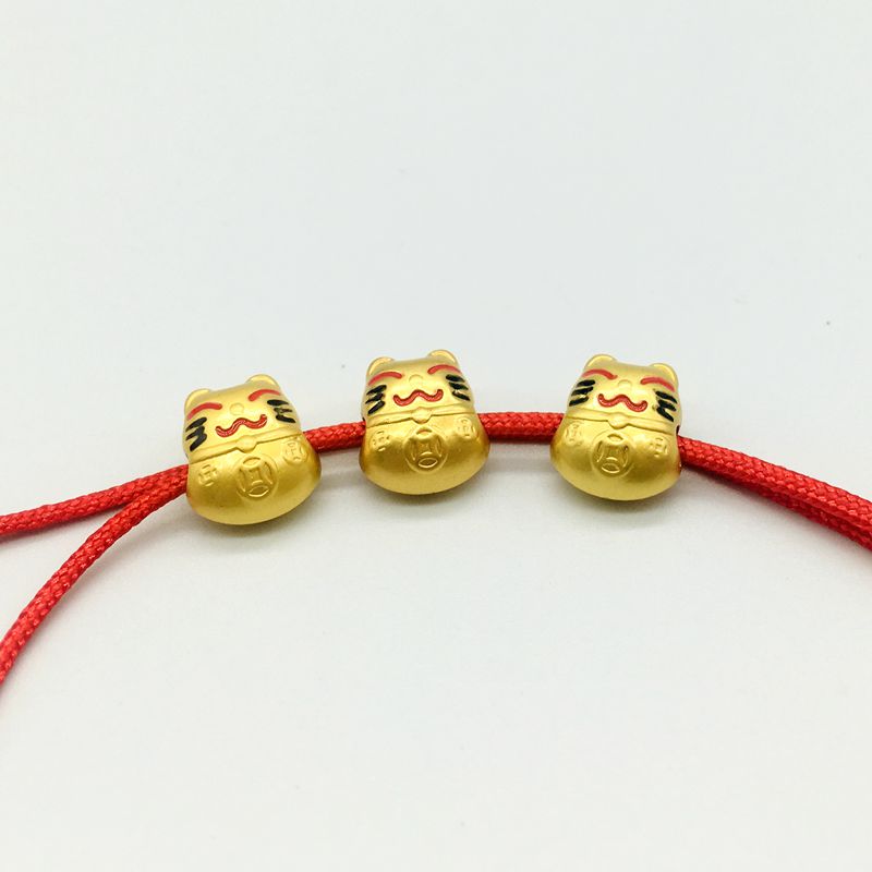 diy饰品配件 合金电镀滴油红绳五彩线坠饰小挂件 招财猫