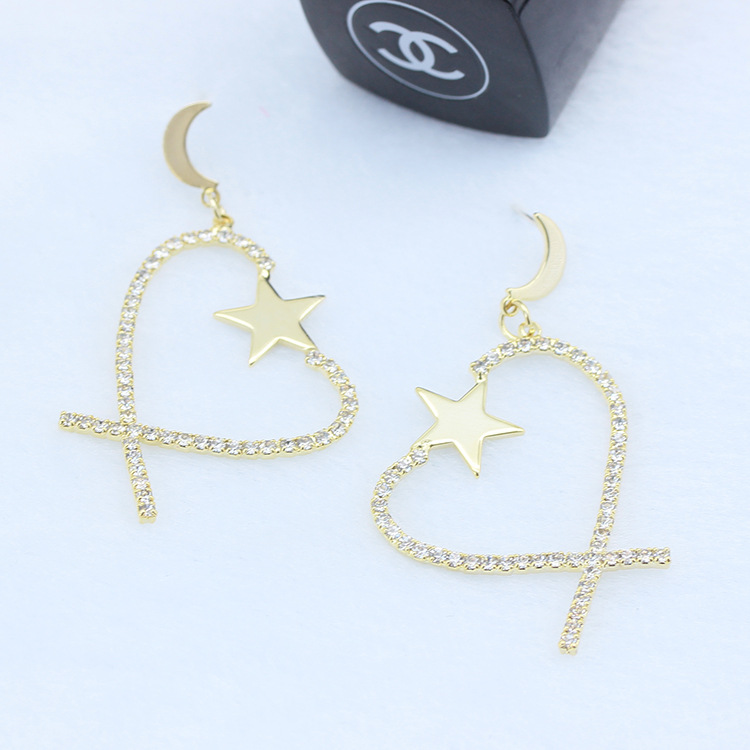 韩国s925耳环电镀真金时尚潮人爆款桃心爱心耳饰水钻镶钻心形耳钉