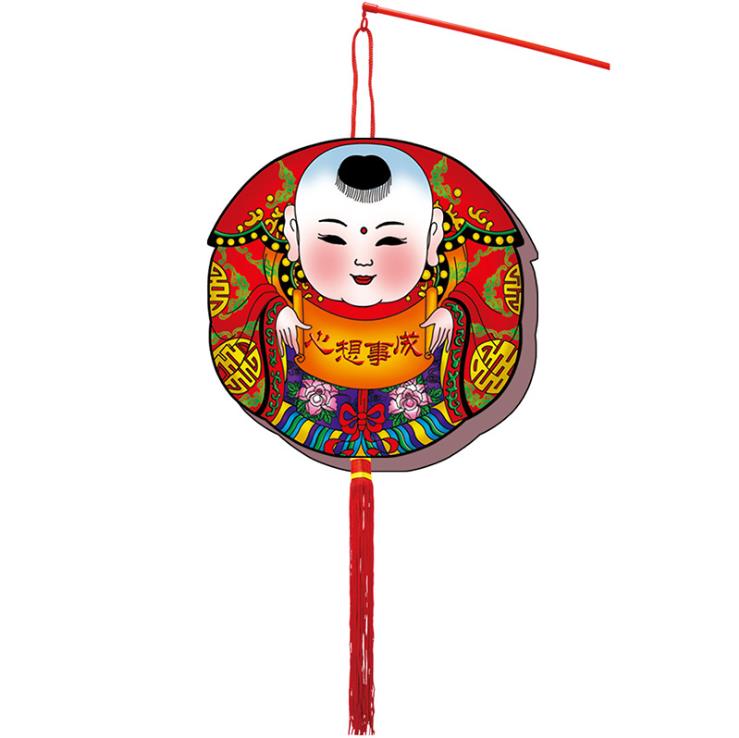 中国风传统DIY元宵纸灯笼 节庆儿童发光玩具 创意手工卡通纸花灯
