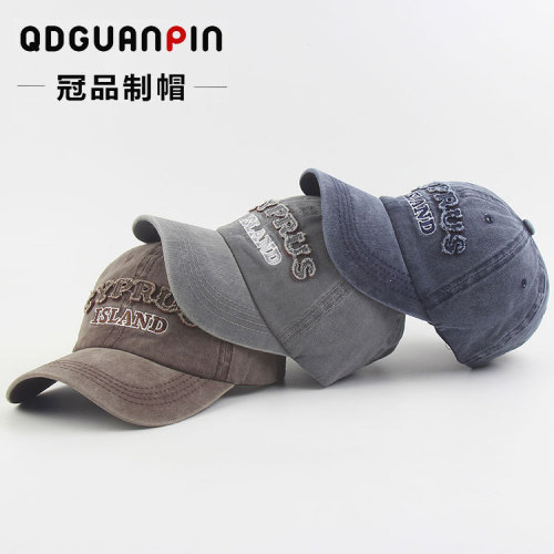 korean style hat men‘s spring and summer sun-proof embroidered cotton washed denim baseball cap couple sun protection peaked cap customization