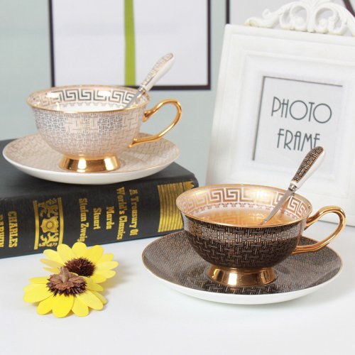 High-Grade Bone China Ceramic Coffee Cup and Saucer Scented Tea Afternoon Tea Cup Milk Cup Daily Necessities Gift 