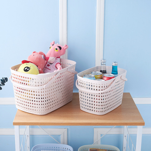 Imitation Rattan Portable Plastic Woven Storage Basket Hollow Storage Basket Large and Small Snack Sundries Basket Factory Direct Sales