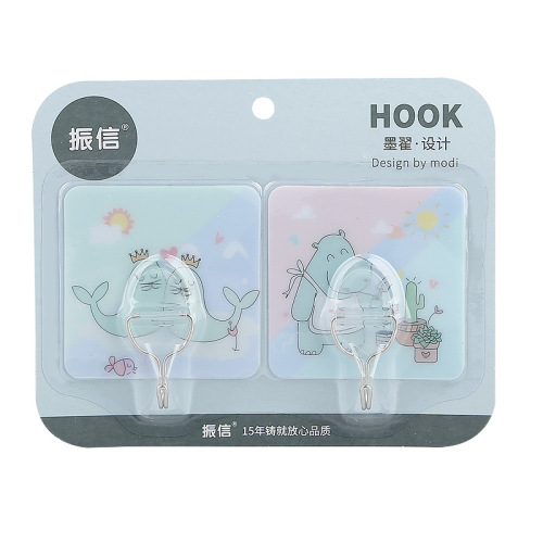 Zhenxin Factory Wholesale Seamless Sticky Hook Cartoon Punch-Free Sticky Hook Hook Bathroom Bathroom Bathroom Door Nail-Free Sticky Hook 