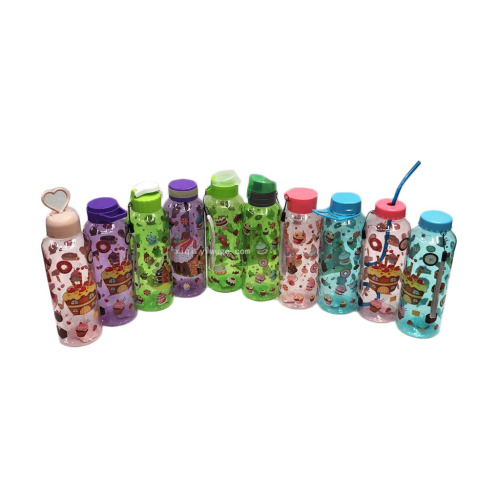 Cake Dessert Printing Soda Bottle with Different Lids Gift Cup Large and Small Beverage Bottle RS-201411