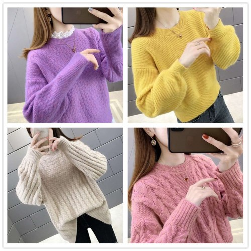 sweater women‘s 2021 autumn and winter new women‘s knitted thick shirt korean women‘s bottoming shirt top stall foreign trade supply