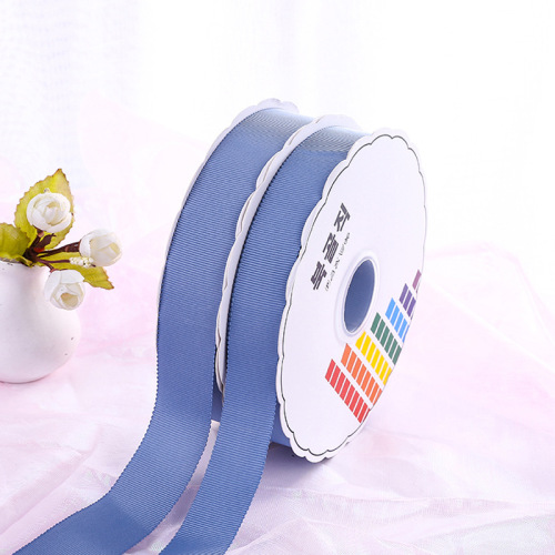 Korean Matt Polyester Rib Ribbon Clothing Decoration Hatband Horizontal Pattern Color Boud Edage Belt Wholesale Customization