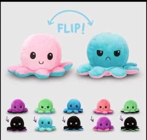 reversible doll double-sided flip octopus doll angry octopus marine plush toy wholesale