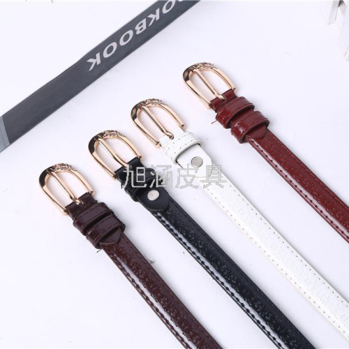 Factory Direct Sales Women‘s Thin Belt Multi-Color Belt Embossed Leather Belt Pu Belt Foreign Trade Belt Skirt Belt