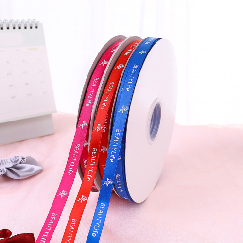 Color English Letter Printing Ribbon Polyester Ribbon DIY Printing Gift Baking Packaging Ribbon Customization 