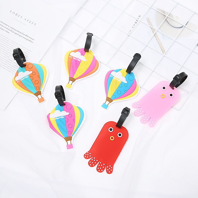 速卖通热销PCV软胶可爱章鱼行李牌定制 创意卡通热气球登机牌批发