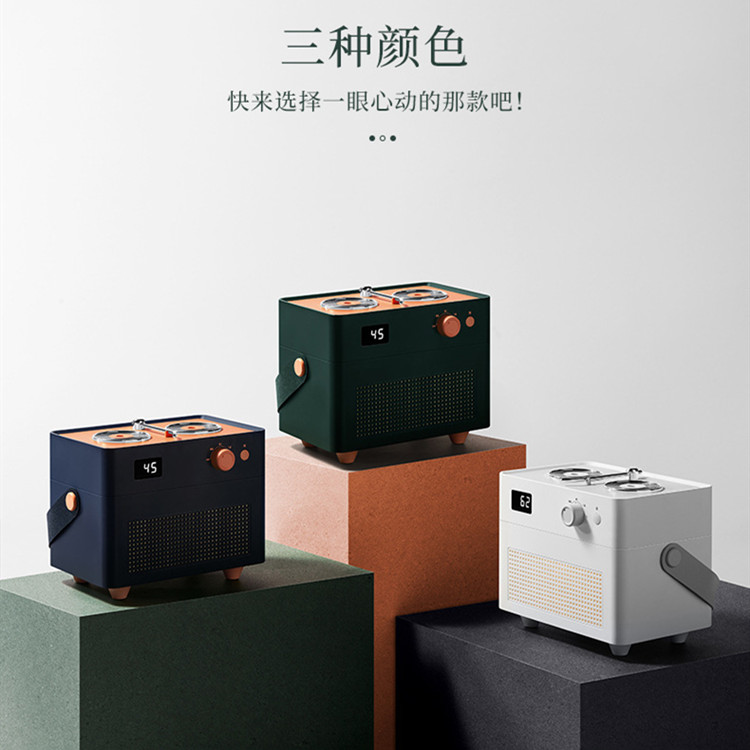 新款复古唱片机双喷加湿器旋转开关USB手提式1.3L大容量加湿器