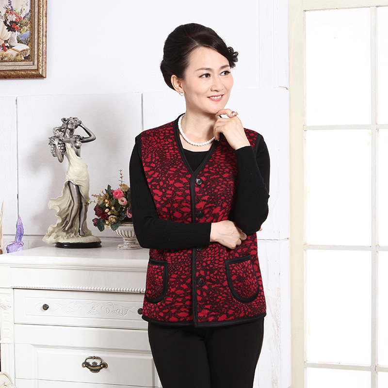 冬季中老年女式上衣坎肩大码女装加绒保暖老年人服装马甲背心批发