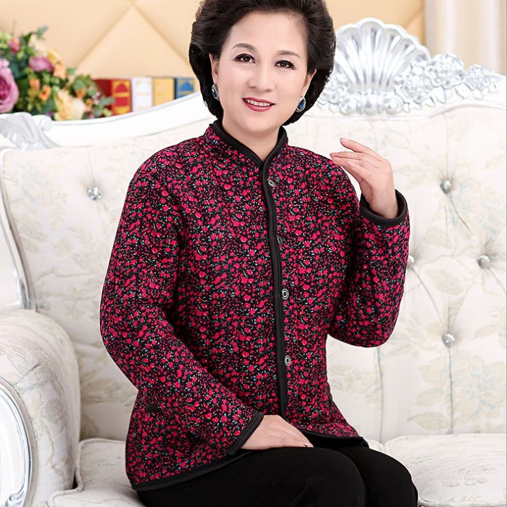 中老年棉衣女装冬季加厚保暖外套 老年人小棉袄 妈妈压线棉衣批发