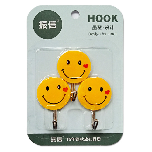 zhenxin factory wholesale wall hook cartoon clothes hook plastic creative smiley face sticky hook hook
