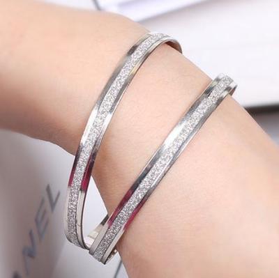 New Accessories Accessories Bracelet Korean Fashion Double Ring Frosted Rose Gold Bangle Bracelet Factory Supply