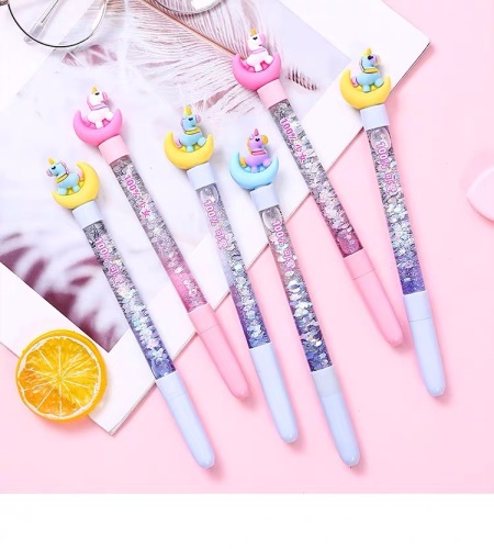 Creative Quicksand Gel Pen Unicorn Fairy Stick Student School Supplies Girl Heart Dream Ballpoint Pen