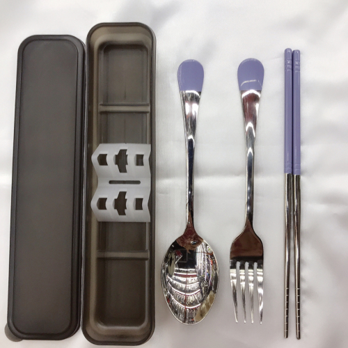 [huilin] 1010 stainless steel tableware travel set stainless steel natural color + spray color knife fork spoon