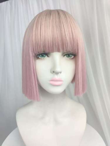 New Wig Bob Haircut Fluffy Face Shaving Daily Short Hair Female Online Influencer Fashion Gradient Personality Pink Wig Wholesale