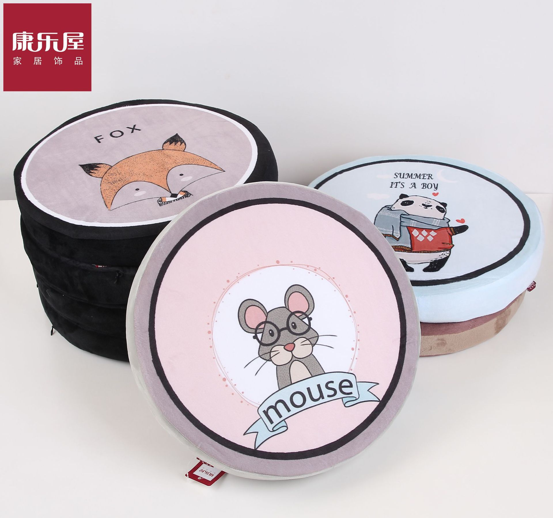 厂家批发 韩版冬季可爱动物双面印花坐垫办公室靠椅坐垫 可定制