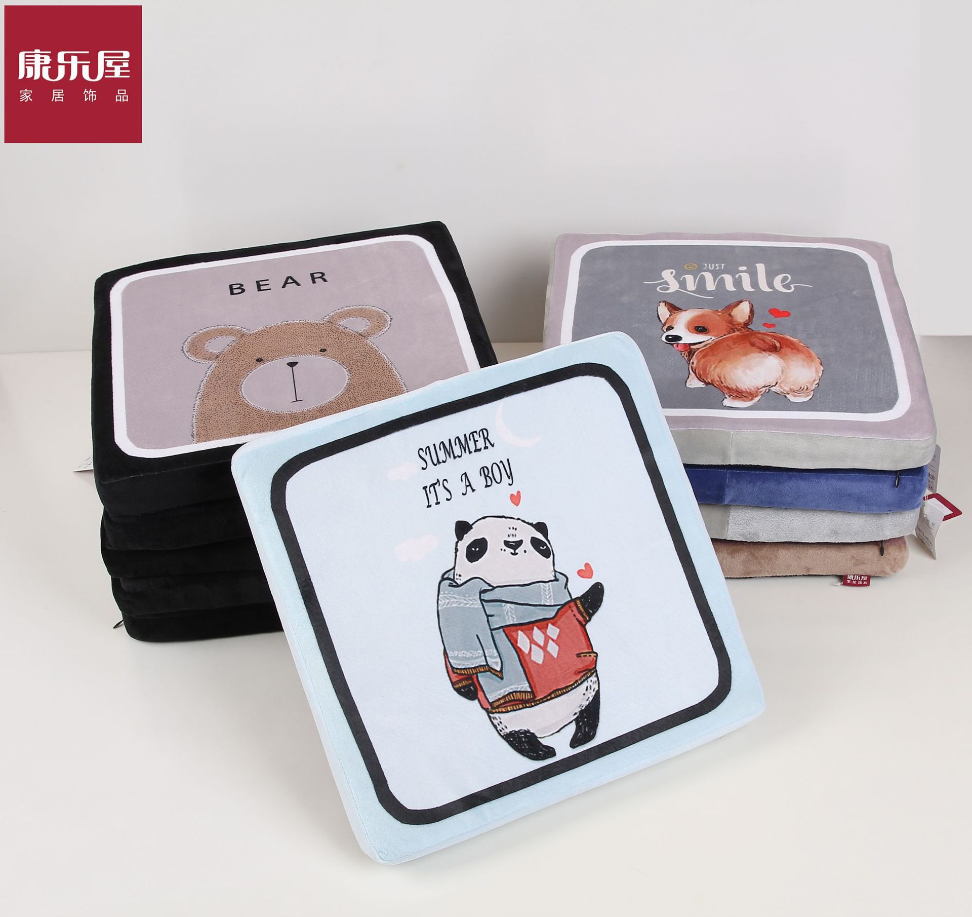 厂家批发 韩版冬季可爱动物单面印花坐垫办公室靠椅坐垫 可定制