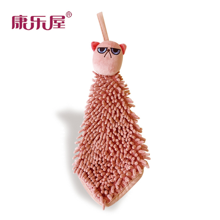 厂家批发 卡通动物头创意儿童挂式小毛巾日用品小方巾厨卫擦手巾