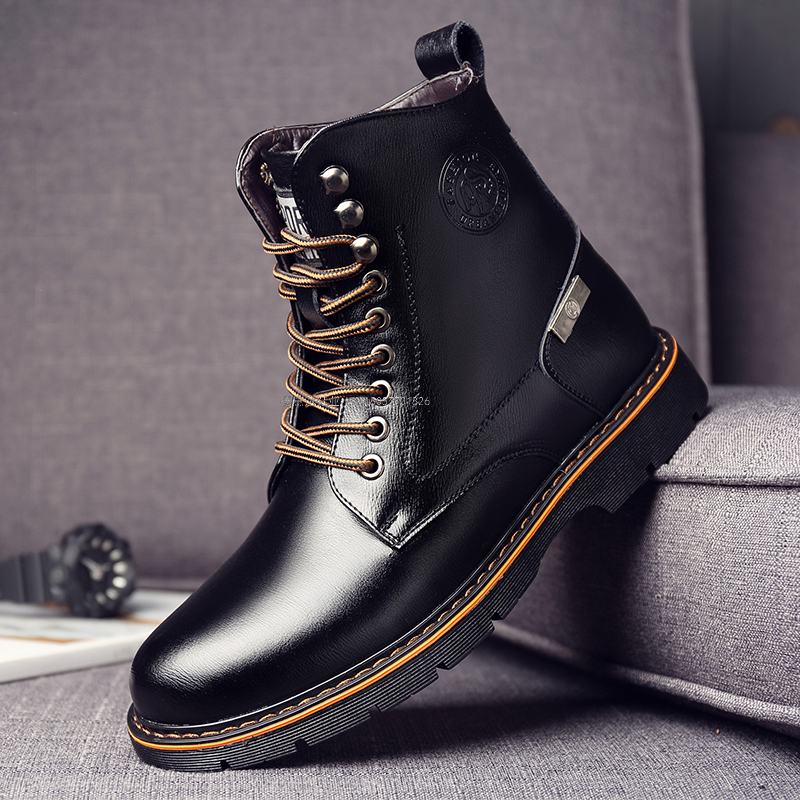 冬季马丁靴男高帮英伦真皮军靴中帮皮靴加绒保暖棉靴短靴潮流男靴