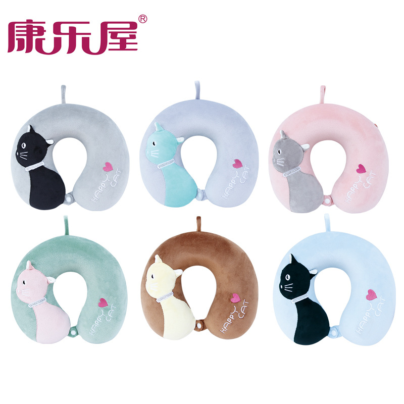 厂家批发 可爱毛绒卡通U型护颈枕 汽车旅行枕上班族午休枕头