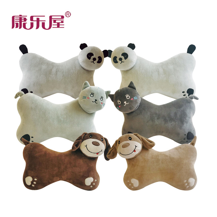 厂家批发 汽车靠垫骨头枕可爱动物情侣颈椎枕车用情人节礼品礼物