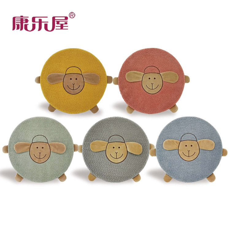 厂家直销 卡通动物坐垫沙发座椅靠垫创意羊羔毛海绵圆垫 来图定制