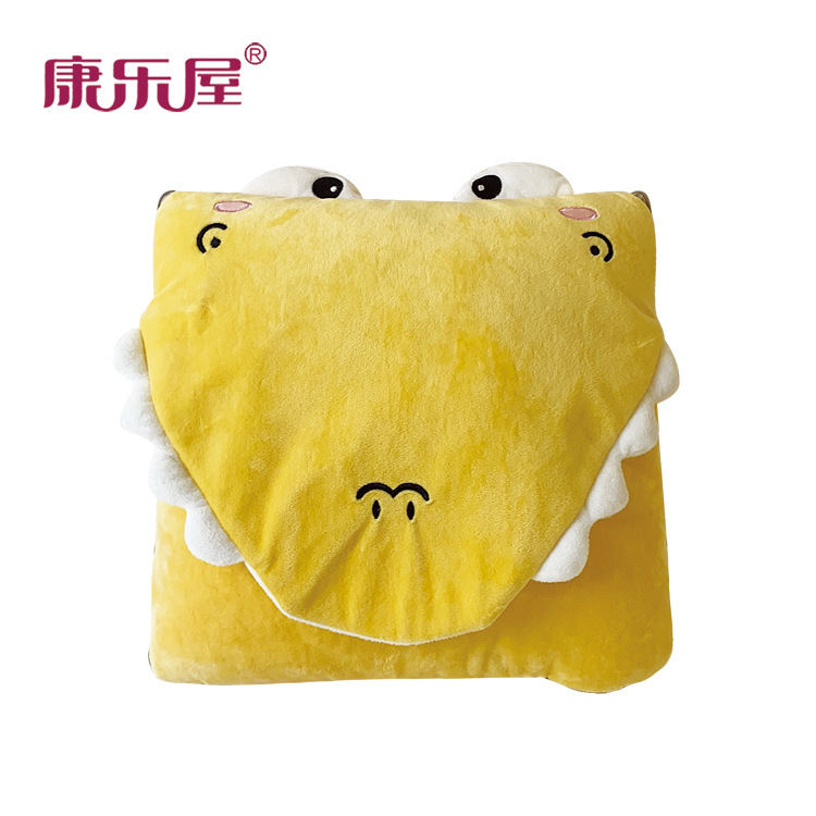 厂家直销 定制LOGO 卡通鳄鱼抱枕被 车用靠垫礼品 抱枕毛毯二合一