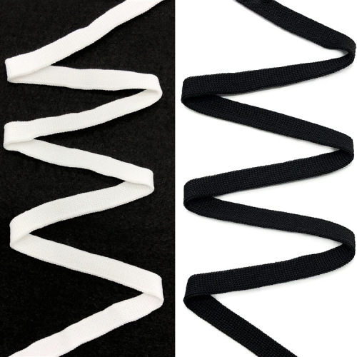 1cm Knitting Belt Black Bleach Color White Shoelace Warp Knitting Sports Pants Boud Edage Belt Factory in Stock