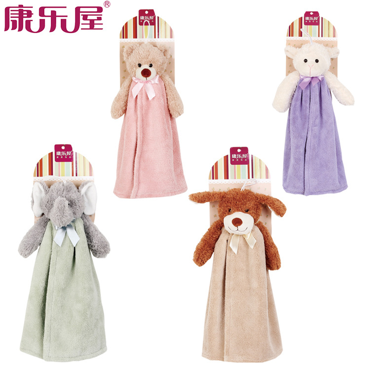 厂家直销 可爱动物擦手巾厨卫挂式小方巾卡通儿童擦手巾 来图定制