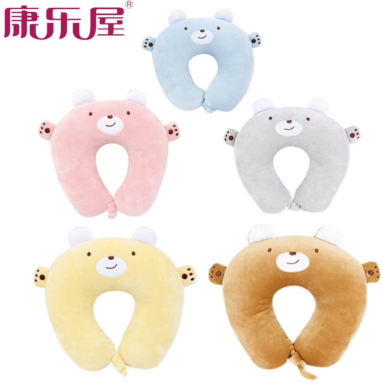 厂家批发 多功能记忆棉慢回弹可爱萌熊U型枕旅行颈枕 可定制LOGO