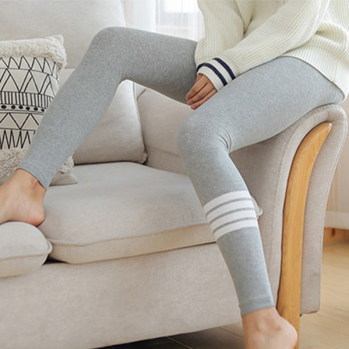 wechat tb thread leggings four-bar striped knitted pencil pants stretch pencil pants