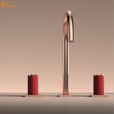 FIRMER Luxury Double Handwheel Copper Rose Gold Basin Faucet
