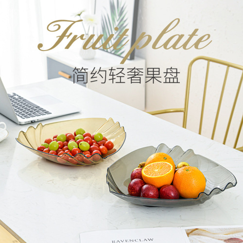 factory direct creative simple transparent plastic fruit plate drop-resistant fruit plate living room fruit storage plate candy snack plate